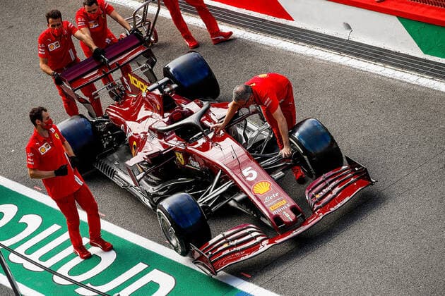 Formula 1 Pirelli Gran Premio Della Toscana Ferrari 1000 2020 10 09 2020, Autodromo Internazionale del Mugello, Mugello, Formula 1 Pirelli Gran Premio Della Toscana Ferrari 1000 2020, in the picture The Ferrari of Sebastian Vettel GER 5, Scuderia Ferrari in new design, especially for the 1000 race of Ferrari nordphotoxBratic nph00250