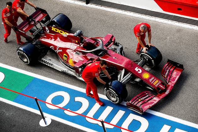 Formula 1 Pirelli Gran Premio Della Toscana Ferrari 1000 2020 10 09 2020, Autodromo Internazionale del Mugello, Mugello, Formula 1 Pirelli Gran Premio Della Toscana Ferrari 1000 2020, in the picture The Ferrari of Sebastian Vettel GER 5, Scuderia Ferrari in new design, especially for the 1000 race of Ferrari nordphotoxBratic nph00250