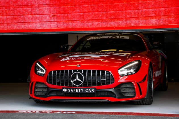 Motorsports FIA Formula One World Championship 2020, Grand Prix of Toscana, F1 Safety Car, Mercedes AMG GT R with new red livery Mugello Italy