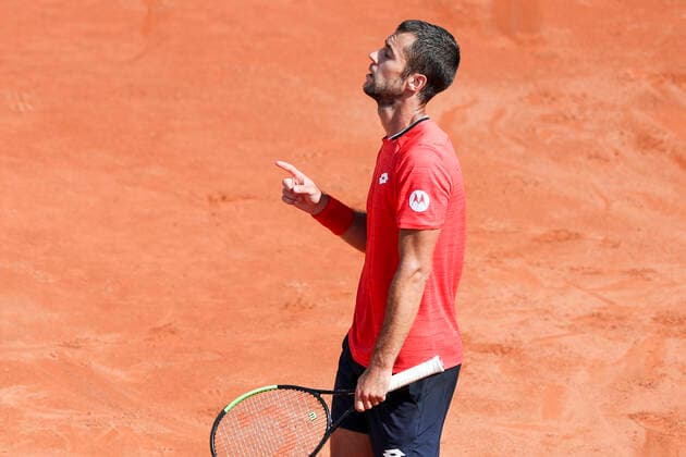 TENNIS - ATP, Tennis Herren Generali Open 2020 KITZBUEHEL,AUSTRIA,11.SEP.20 -TENNIS - ATP World Tour, Generali Open 2020. Image shows the rejoicing of Laslo Djere (SRB). GEPAxpictures xPatrickxSteiner