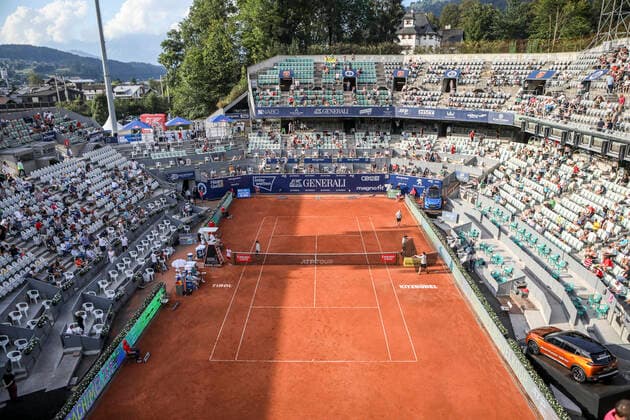 TENNIS - ATP, Tennis Herren Generali Open 2020 KITZBUEHEL,AUSTRIA,11.SEP.20 -TENNIS - ATP World Tour, Generali Open 2020. Image shows an overview of the center court Kitzbuehel. GEPAxpictures xPatrickxSteiner