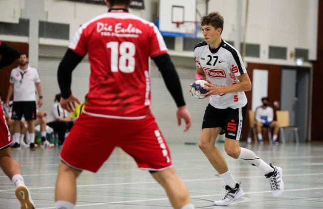 11 09 2020, xmkx, Handball A Youth 1 Bundesliga Quali, HSG Hanau TSG Friesenheim v l Malte Dorra TSG , Cedric Schiefer HSG Hanau Hessen Germany DEU
