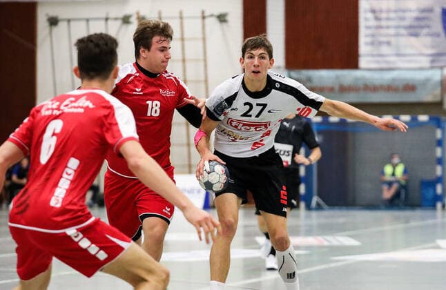 11 09 2020, xmkx, Handball A Youth 1 Bundesliga Quali, HSG Hanau TSG Friesenheim v l Malte Dorra TSG , Cedric Schiefer HSG Hanau Hessen Germany DEU