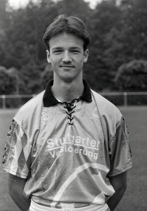 02 07 92 Stuttgarter Kickers Photo shoot Germany, Stuttgart, 02 07 92, Soccer, Stuttgarter Kickers, Photo shoot season 1992 1993 Fredi Bobic