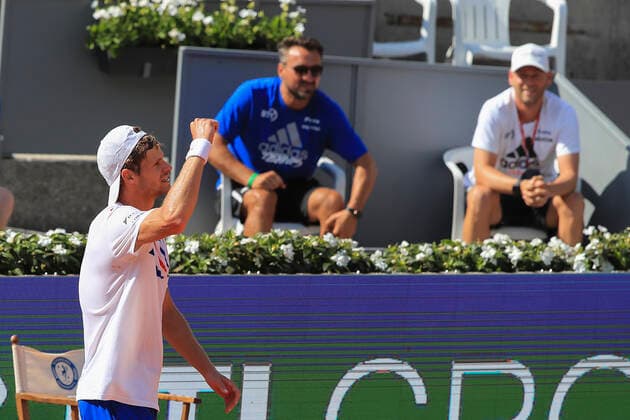 Yannick Hanfmann GER cheers after the victory, cheers, joy, emotion Tennis Generali Open Kitzbuehel 2020 ATP 250 Kitzbuehler Tennis Club Kitzbuehel Tirol Austria 12 September 2020 Copyright: xJuergenxHasenkopfx