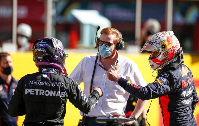 Motorsports FIA Formula One World Championship 2020, Grand Prix of Tuscany, 44 Lewis Hamilton GBR, Mercedes AMG Petronas Formula One Team , 33 Max Verstappen NLD, Aston Martin Red Bull Racing , Scarperia Italy