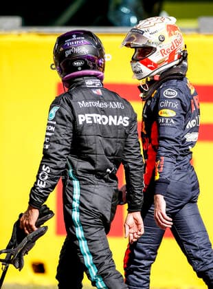 Motorsports FIA Formula One World Championship 2020, Grand Prix of Tuscany, 44 Lewis Hamilton GBR, Mercedes AMG Petronas Formula One Team , 33 Max Verstappen NLD, Aston Martin Red Bull Racing , Scarperia Italy