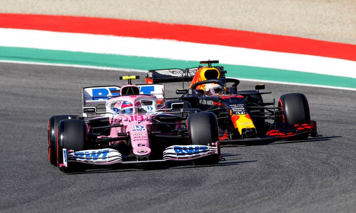 Motorsports FIA Formula One World Championship 2020, Grand Prix of Tuscany, 18 Lance Stroll CAN, BWT Racing Point F1 Team , 33 Max Verstappen NLD, Aston Martin Red Bull Racing , Scarperia Italy