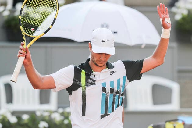 TENNIS - ATP, Tennis Herren Generali Open 2020 KITZBUEHEL,AUSTRIA,12.SEP.20 -TENNIS - ATP World Tour, Generali Open 2020. Image shows the rejoicing of Miomir Kecmanovic (SRB). GEPAxpictures xPatrickxSteiner