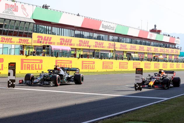 Motorsports FIA Formula One World Championship 2020, Grand Prix of Tuscany, 44 Lewis Hamilton GBR, Mercedes AMG Petronas Formula One Team , 33 Max Verstappen NLD, Aston Martin Red Bull Racing , Scarperia Italy