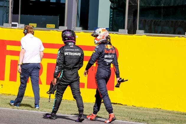 Motorsports FIA Formula One World Championship 2020, Grand Prix of Tuscany, 44 Lewis Hamilton GBR, Mercedes AMG Petronas Formula One Team , 33 Max Verstappen NLD, Aston Martin Red Bull Racing , Scarperia Italy