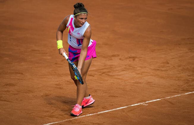 September 12, 2020, Rome, ITALY: Sara Errani of Italy in action against Irina-Camelia Begu of Romania during the first qualifications round at the 2020 Internazionali BNL d Italia WTA, Tennis Damen Premier 5 tennis tournament Rome ITALY - ZUMAa181 20200912_zaa_a181_117 Copyright: xRobxPrangex