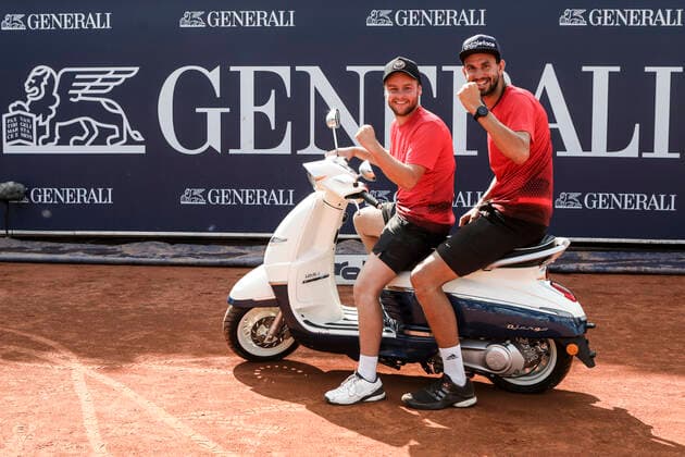 TENNIS - ATP, Tennis Herren Generali Open 2020 KITZBUEHEL,AUSTRIA,13.SEP.20 - TENNIS - ATP World Tour, Generali Open , final. Image shows Frederic Ancey and Harald Eigner (AUT). Keywords: Peugeot Tie Break Shoot Out. GEPAxpictures xPatrickxSteiner
