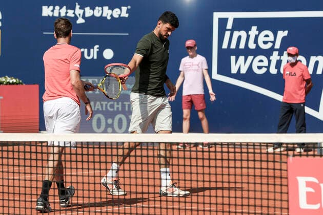 TENNIS - ATP, Tennis Herren Generali Open 2020 KITZBUEHEL,AUSTRIA,13.SEP.20 - TENNIS - ATP World Tour, Generali Open , final. Image shows Austin Krajicek (USA) and Franko Skugor (CRO). GEPAxpictures xPatrickxSteiner