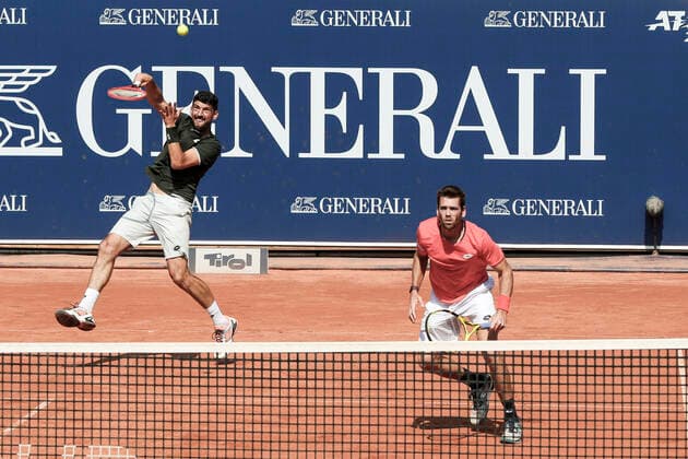 TENNIS - ATP, Tennis Herren Generali Open 2020 KITZBUEHEL,AUSTRIA,13.SEP.20 - TENNIS - ATP World Tour, Generali Open , final. Image shows Franko Skugor (CRO) and Austin Krajicek (USA). GEPAxpictures xPatrickxSteiner