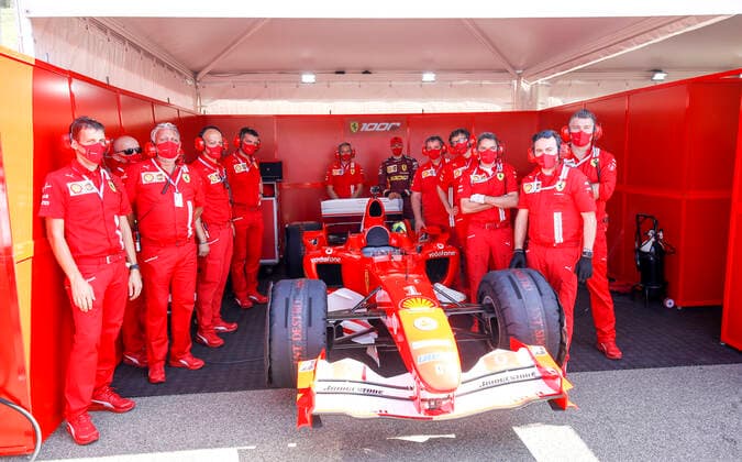 Motorsports FIA Formula One World Championship 2020, Grand Prix of Tuscany, Mick Schumacher GER prepares to drive the Ferrari F2004 of his father Michael Schumacher Scarperia Italy