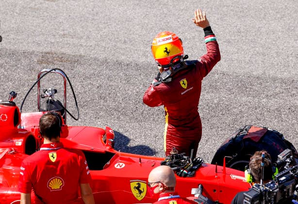 Motorsports FIA Formula One World Championship 2020, Grand Prix of Tuscany, Mick Schumacher GER prepares to drive the Ferrari F2004 of his father Michael Schumacher Scarperia Italy
