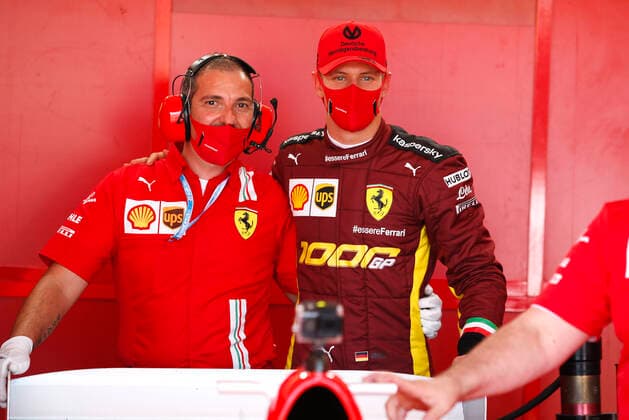Motorsports FIA Formula One World Championship 2020, Grand Prix of Tuscany, Mick Schumacher GER prepares to drive the Ferrari F2004 of his father Michael Schumacher Scarperia Italy