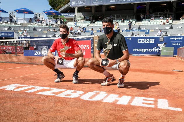TENNIS - ATP, Tennis Herren Generali Open 2020 KITZBUEHEL,AUSTRIA,13.SEP.20 - TENNIS - ATP World Tour, Generali Open , final, award ceremony Image shows Austin Krajicek (USA) and Franko Skugor (CRO). GEPAxpictures xPatrickxSteiner