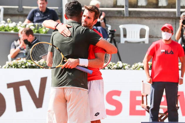 TENNIS - ATP, Tennis Herren Generali Open 2020 KITZBUEHEL,AUSTRIA,13.SEP.20 - TENNIS - ATP World Tour, Generali Open , final. Image shows the rejoicing of Franko Skugor (CRO) and Austin Krajicek (USA). GEPAxpictures xPatrickxSteiner