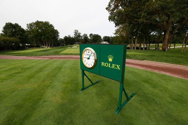 September 14, Mamaroneck, New York, USA: A Rolex clock is seen on course during the practice round at the 2020 U.S. Open at Winged Foot Golf Club (West Course) in Mamaroneck, N.Y. on Monday, Sept. 14, 2020. Mamaroneck USA - ZUMAz03_ 20200914_zah_z03_802 Copyright: xChrisxKeane USGAx