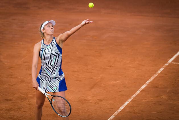 September 14, 2020, Rome, ITALY: Elise Mertens of Belgium in action during the first round at the 2020 Internazionali BNL d Italia WTA, Tennis Damen Premier 5 tennis tournament against Su-Wei Hsieh of Chinese Taipeh Rome ITALY - ZUMAa181 20200914_zaa_a181_060 Copyright: xRobxPrangex