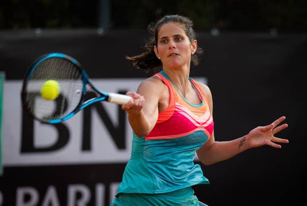 September 14, 2020, Rome, ITALY: Julia Goerges of Germany in action during the first round at the 2020 Internazionali BNL d Italia WTA, Tennis Damen Premier 5 tennis tournament against Danka Kovinic of Montenegro Rome ITALY - ZUMAa181 20200914_zaa_a181_065 Copyright: xRobxPrangex