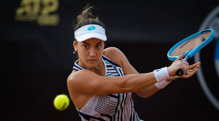 September 14, 2020, Rome, ITALY: Danka Kovinic of Montenegro in action during the first round at the 2020 Internazionali BNL d Italia WTA, Tennis Damen Premier 5 tennis tournament against Julia Goerges of Germany Rome ITALY - ZUMAa181 20200914_zaa_a181_069 Copyright: xRobxPrangex