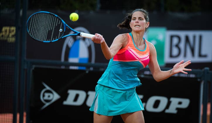 September 14, 2020, Rome, ITALY: Julia Goerges of Germany in action during the first round at the 2020 Internazionali BNL d Italia WTA, Tennis Damen Premier 5 tennis tournament against Danka Kovinic of Montenegro Rome ITALY - ZUMAa181 20200914_zaa_a181_077 Copyright: xRobxPrangex