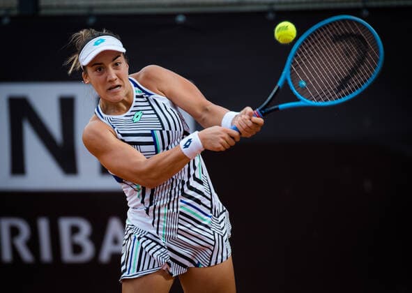 September 14, 2020, Rome, ITALY: Danka Kovinic of Montenegro in action during the first round at the 2020 Internazionali BNL d Italia WTA, Tennis Damen Premier 5 tennis tournament against Julia Goerges of Germany Rome ITALY - ZUMAa181 20200914_zaa_a181_083 Copyright: xRobxPrangex