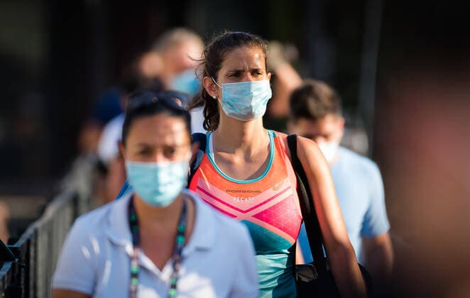 September 14, 2020, Rome, ITALY: Julia Goerges of Germany on her way to the court for her first round match at the 2020 Internazionali BNL d Italia WTA, Tennis Damen Premier 5 tennis tournament Rome ITALY - ZUMAa181 20200914_zaa_a181_129 Copyright: xRobxPrangex