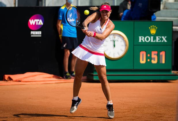 September 15, 2020, Rome, ITALY: Angelique Kerber of Germany in action during her first round match at the 2020 Internazionali BNL d Italia WTA, Tennis Damen Premier 5 tennis tournament against Katerina Siniakova of the Czech Republic Rome ITALY - ZUMAa181 20200915_zaa_a181_002 Copyright: xRobxPrangex