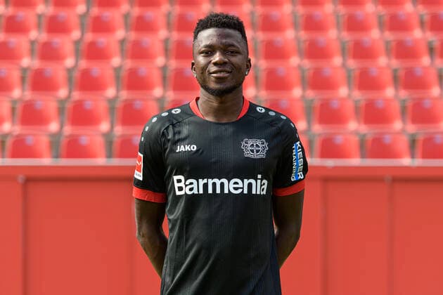 Edmond Tapsoba Bayer Leverkusen 1 BL, portrait date 2020 2021 Leverkusen NRW Germany Poolfoto Uwe Kraft ,EDITORIAL USE ONLY