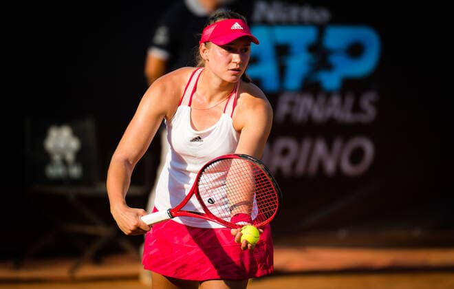 September 16, 2020, Rome, ITALY: Elena Rybakina of Kazakstan in action during her second-round match at the 2020 Internazionali BNL d Italia WTA, Tennis Damen Premier 5 tennis tournament against Marie Bouzkova of the Czech Republic Rome ITALY - ZUMAa181 20200916_zaa_a181_106 Copyright: xRobxPrangex