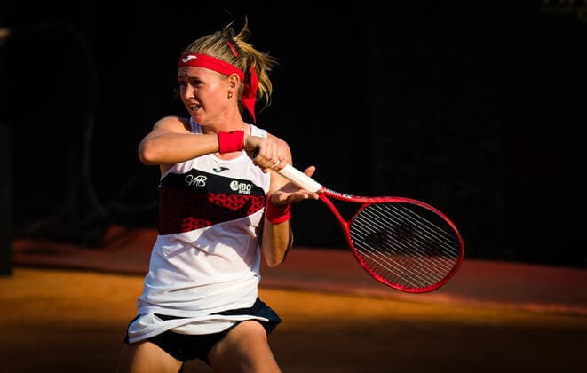 September 16, 2020, Rome, ITALY: Marie Bouzkova of the Czech Republic in action during her second-round match at the 2020 Internazionali BNL d Italia WTA, Tennis Damen Premier 5 tennis tournament against Elena Rybakina of Kazakstan Rome ITALY - ZUMAa181 20200916_zaa_a181_112 Copyright: xRobxPrangex