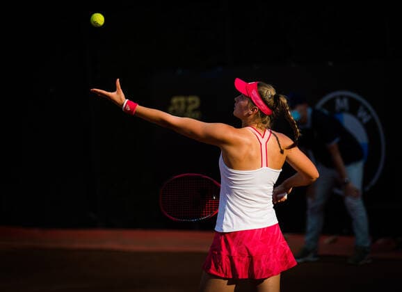 September 16, 2020, Rome, ITALY: Elena Rybakina of Kazakstan in action during her second-round match at the 2020 Internazionali BNL d Italia WTA, Tennis Damen Premier 5 tennis tournament against Marie Bouzkova of the Czech Republic Rome ITALY - ZUMAa181 20200916_zaa_a181_113 Copyright: xRobxPrangex