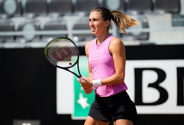 September 17, 2020, Rome, ITALY: Petra Martic of Croatia in action during the second round at the 2020 Internazionali BNL d Italia WTA, Tennis Damen Premier 5 tennis tournament against Yulia Putintseva of Kazakhstan Rome ITALY - ZUMAa181 20200917_zaa_a181_045 Copyright: xRobxPrangex