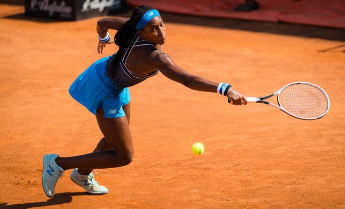September 17, 2020, Rome, ITALY: Cori Gauff of the United States in action during the second round at the 2020 Internazionali BNL d Italia WTA, Tennis Damen Premier 5 tennis tournament against Garbine Muguruza of Spain Rome ITALY - ZUMAa181 20200917_zaa_a181_069 Copyright: xRobxPrangex