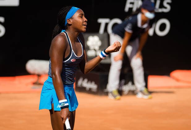 September 17, 2020, Rome, ITALY: Cori Gauff of the United States in action during the second round at the 2020 Internazionali BNL d Italia WTA, Tennis Damen Premier 5 tennis tournament against Garbine Muguruza of Spain Rome ITALY - ZUMAa181 20200917_zaa_a181_072 Copyright: xRobxPrangex