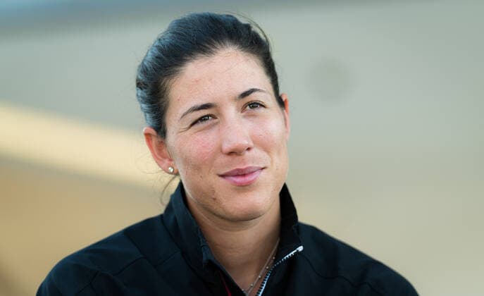 September 17, 2020, Rome, ITALY: Garbine Muguruza of Spain talks to the media after winning her second-round match at the 2020 Internazionali BNL d Italia WTA, Tennis Damen Premier 5 tennis tournament Rome ITALY - ZUMAa181 20200917_zaa_a181_074 Copyright: xRobxPrangex