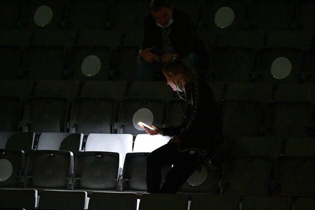 Photo Alfredo Falcone - LaPresse 17 09 2020 Roma (Italy) Tennis Lorenzo Musetti (ITA) vs Kei Nishikori (JPN) Internazionali BNL d Italia 2020 In the pic:the moment of the blackout at the central stadium  Copyright: xAlfredoxFalcone LaPressex