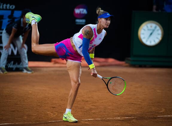 September 17, 2020, Rome, ITALY: Polona Hercog of Slovenia in action against Kiki Bertens of the Netherlands during her second-round match at the 2020 Internazionali BNL d Italia WTA, Tennis Damen Premier 5 tennis tournament Rome ITALY - ZUMAa181 20200917_zaa_a181_116 Copyright: xRobxPrangex