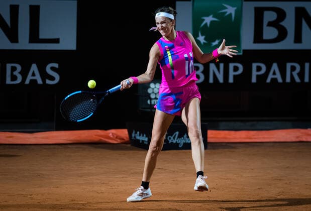 September 17, 2020, Rome, ITALY: Victoria Azarenka of Belarus in action against Sofia Kenin of the United States during her second-round match at the 2020 Internazionali BNL d Italia WTA, Tennis Damen Premier 5 tennis tournament Rome ITALY - ZUMAa181 20200917_zaa_a181_134 Copyright: xRobxPrangex