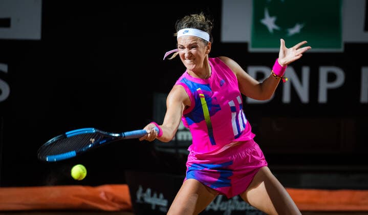Sport Bilder des Tages September 17, 2020, Rome, ITALY: Victoria Azarenka of Belarus in action against Sofia Kenin of the United States during her second-round match at the 2020 Internazionali BNL d Italia WTA, Tennis Damen Premier 5 tennis tournament Rome ITALY - ZUMAa181 20200917_zaa_a181_139 Copyright: xRobxPrangex