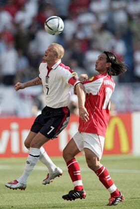 David Beckham & Hakan Yakin England V Switzerland England V Switzerland Euro Coimbra Stadium, Coimbra, Portugal 17 June 2004  Copyright: Allstar RichardxSelle 12831381