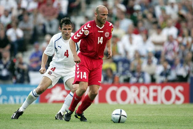 Tomas Galasek & Claus Jensen Czech Pepublic V Denmark Czech Rep V Denmark Dragao Stadium, Porto, Portugal 27 June 2004  Copyright: Allstar RichardxSelle 12832182