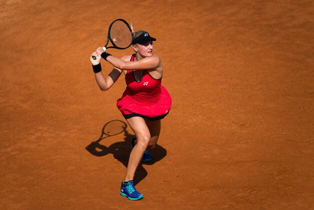 September 18, 2020, Rome, ITALY: Dayana Yastremska of Ukraine in action against Simona Halep of Romania during the third round at the 2020 Internazionali BNL d Italia WTA, Tennis Damen Premier 5 tennis tournament Rome ITALY - ZUMAa181 20200918_zaa_a181_074 Copyright: xRobxPrangex