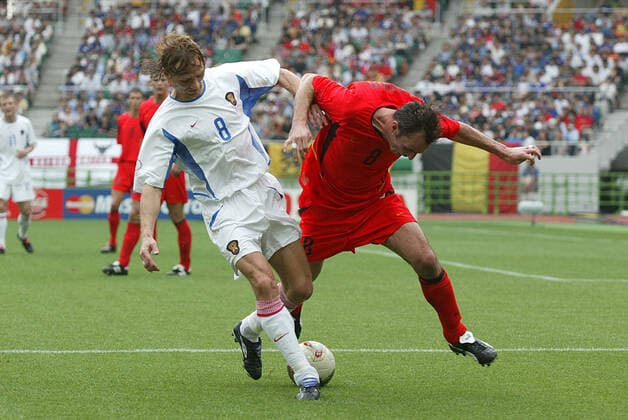 Bart Goor & Valery Karpin Belgium V Russia Belgium V Russia Shizuoka Stadium Ecopa, Shizuoka, Japan 14 June 2002  Copyright: Allstar RichardxSelle 12848219