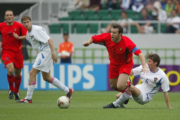 Marc Wilmots & Alexei Smertin Belgium V Russia World Cup Finals Ecopa Stadium, Shizuoka, Japan 14 June 2002  Copyright: Allstar RichardxSelle 12852943