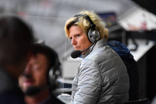 Claudia NEUMANN ZDF Commentator Soccer 1 Bundesliga Season 2020 2021,1 Matchday,Matchday01, FC Bayern Munich M FCSchalke 04 GE , on 18 09 2020 in Munich A L L I A N Z A R E N A , DFL REGULATIONS PROHIBIT ANY USE OF PHOTOGRAPHS AS IMAGE SEQUENCES AND OR QUASI VIDEO EDITORIAL USE ONLY